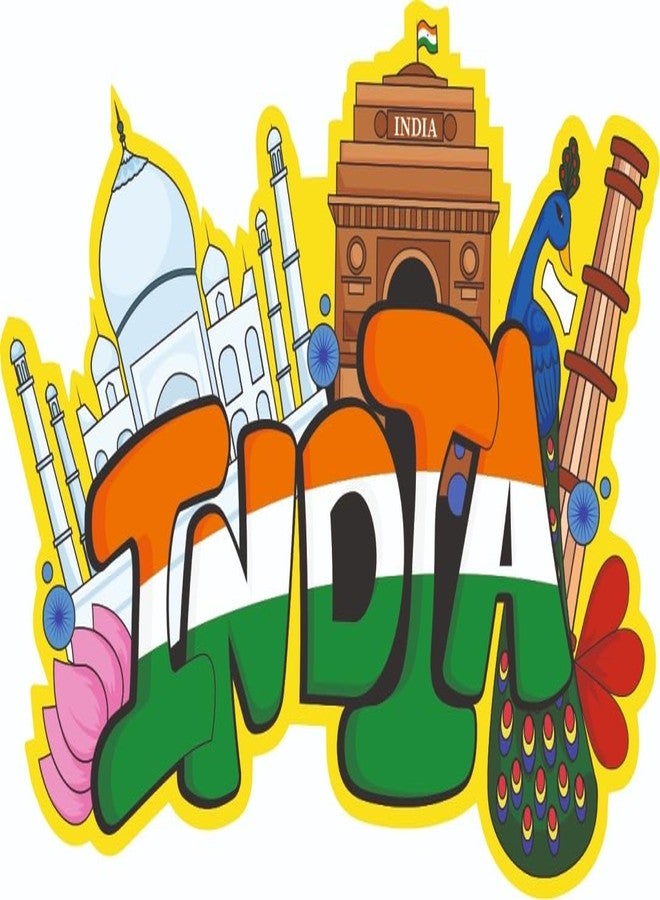 India Souvenir Wooden MDF India Fridge Magnet (Multicolour) M-690